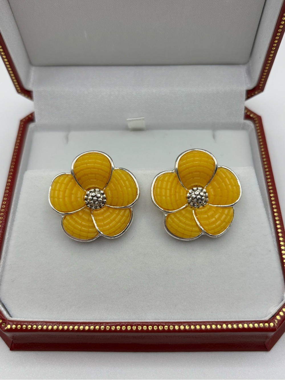 Napier Yellow Acrylic Flower Clip-on Earrings